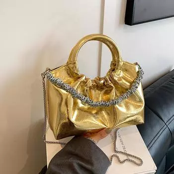 Женская лазерная яркая сумка через плечо большой емкости корейская модная складная сумка через плечо новая