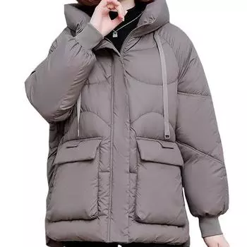 Женская легкая куртка больших размеров, зимняя однотонная короткая пушистая теплая куртка 3XL