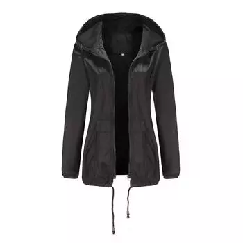 Женская легкая куртка с капюшоном для улицы, тонкая однотонная куртка-субмашина L