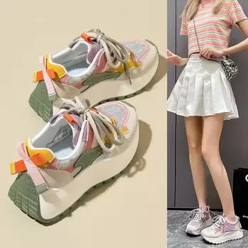 Женская легкая нескользящая спортивная обувь, женские летние новые дышащие кроссовки на платформе, женские повседневные удобные вулканизированные туфли 37 розы красного