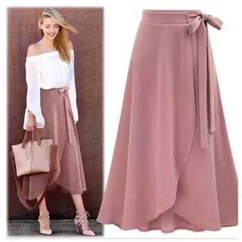 Женская легкая однотонная юбка с высокой талией, нестандартной формы, большого размера, длинная юбка с разрезом на бретелях M армия зеленый