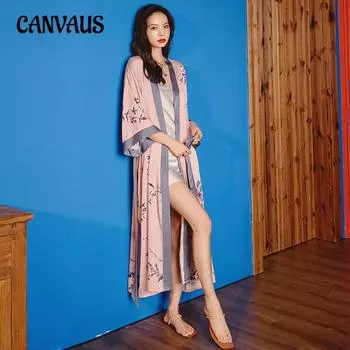 Женская легкая роскошная длинная пижама с рукавами-семью точками большого размера One Size