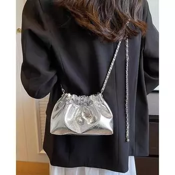 Женская легкая роскошная плиссированная сумка Cloud, сумка через плечо с цепочкой, модная и универсальная сумка-ведро на одно плечо чёрный