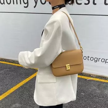 Женская легкая сумка через плечо класса люкс из натуральной кожи – стильная, вместительная, удобная для поездок на работу, небольшого квадратного дизайна