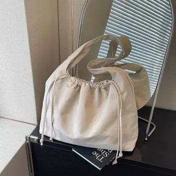 Женская легкая сумка через плечо, однотонная большая сумка, водонепроницаемая женская сумка под мышками бежевый