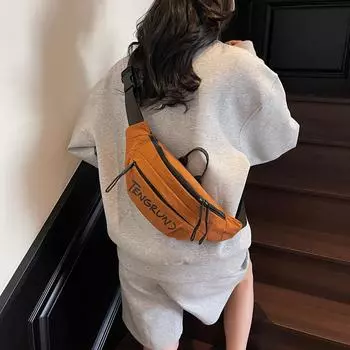 Женская легкая сумка через плечо с буквенным принтом, спортивная сумка на грудь серый