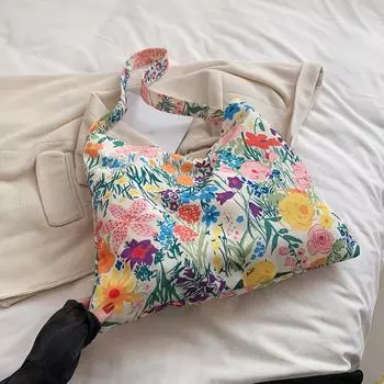 Женская легкая сумка, женские повседневные сумки на плечо большой вместимости для женщин, холщовые модные сумки с цветочным принтом, летние сумки красный