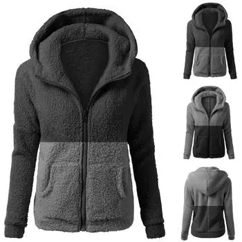 Женская легкая толстовка с капюшоном, пальто, зимнее теплое пальто на молнии, верхняя одежда, женская верхняя одежда, топы с капюшоном L чёрный