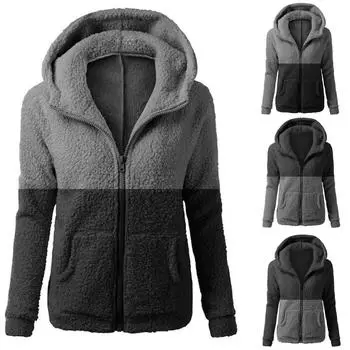 Женская легкая толстовка с капюшоном, пальто, зимнее теплое пальто на молнии, верхняя одежда, женская верхняя одежда, топы с капюшоном L чёрный