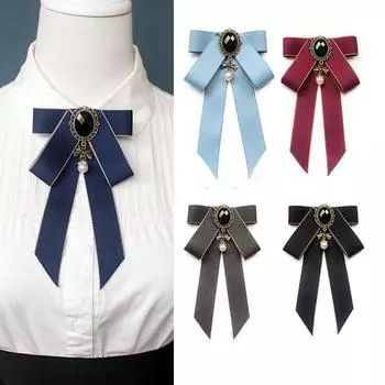 Женская лента бабочка брошь горный хрусталь жемчужный кулон броши для женщин бант воротник булавка украшения одежды булавки аксессуары фуксия