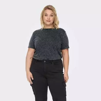 Женская леопардовая футболка с короткими рукавами и круглым вырезом ONLY CARMAKOMA 52/54 темно серый