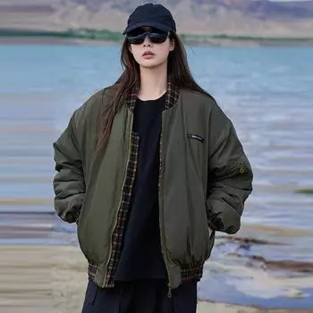 Женская летная куртка в винтажном стиле, хлопковое пальто, теплая одежда S чёрный