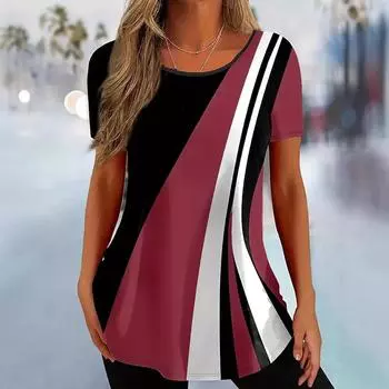 Женская летняя 3D-печатная новая модная повседневная универсальная футболка с короткими рукавами S