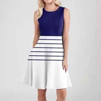 Женская летняя безрукавка повседневная облегающая жилетка с принтом пляжная свободная юбка-трапеция от солнца L