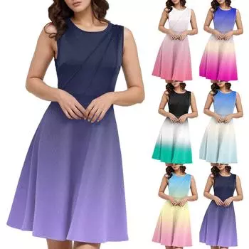 Женская летняя безрукавка повседневная облегающая жилетка с принтом пляжная свободная юбка-трапеция от солнца XL