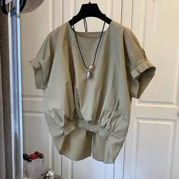 Женская летняя дизайнерская тонкая футболка с коротким рукавом, однотонный свободный пуловер 3XL белый