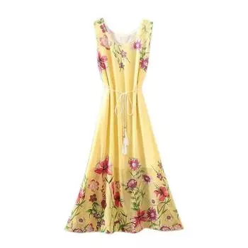 Женская летняя длинная шифоновая богемная юбка без рукавов, сексуальное тонкое платье трапециевидной формы на берегу моря One Size