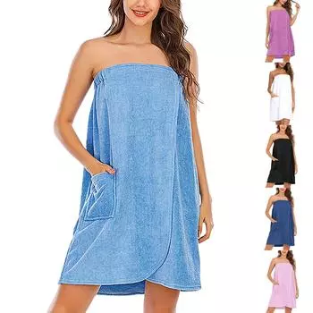 Женская летняя домашняя одежда Халат Впитывающее банное полотенце Удобная женская пижама L чёрный