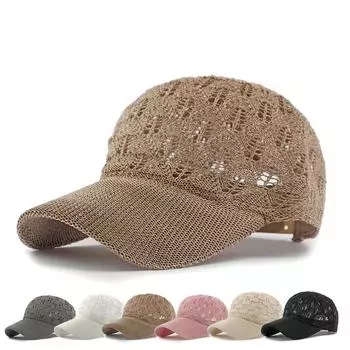 Женская летняя дышащая бейсболка с солнцезащитным козырьком и сетчатой кепкой чёрный