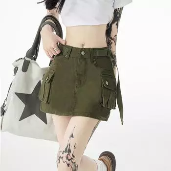 Женская летняя джинсовая мини-юбка А-силуэта High Street — облегающий крой, не пропускающий свет Small