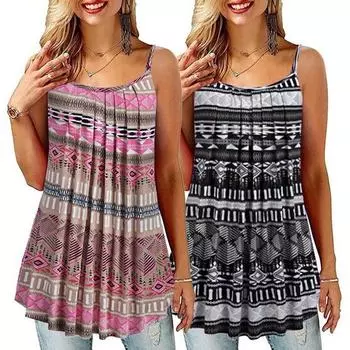 Женская летняя футболка без рукавов с цветочным принтом, свободная модная повседневная футболка большого размера S чёрный