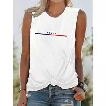 Женская летняя футболка без рукавов с принтом PARIS, свободная, дышащая и удобная, уличная футболка, индивидуальная повседневная футболка S