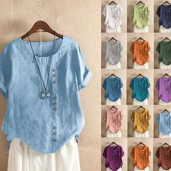 Женская летняя футболка больших размеров, однотонная, с круглым вырезом, повседневная, свободная, дышащая, тонкая XS