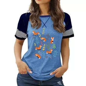 Женская летняя футболка больших размеров с круглым вырезом, короткими рукавами и цветочным принтом S