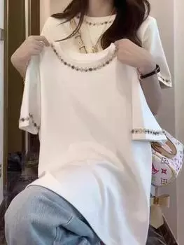 Женская летняя футболка из чистого хлопка свободного кроя - Уникальный красивый дизайн Medium