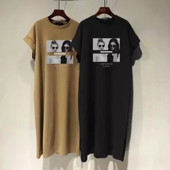 Женская летняя футболка Niche Design Sense с рукавами-крылышками, длинное платье, свободное повседневное утягивающее платье M темно серый