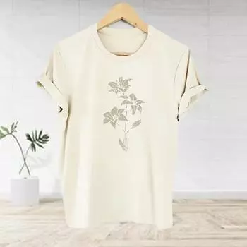 Женская летняя футболка с цветочным принтом, футболки с коротким рукавом, повседневные топы с принтом XS красный