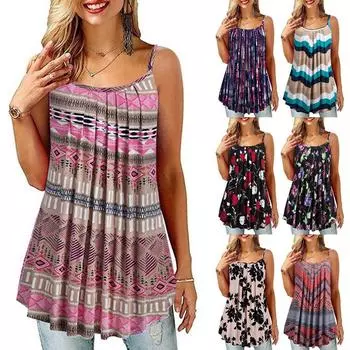 Женская летняя футболка с цветочным принтом, свободная футболка без рукавов, модная повседневная футболка большого размера S-6XL S чёрный