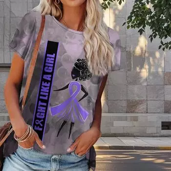 Женская летняя футболка с цветочным принтом в стиле ретро, футболки с коротким рукавом, повседневные топы с принтом XS фиолетовый