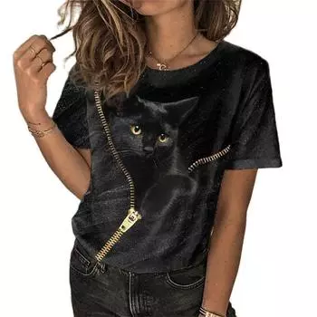 Женская летняя футболка с коротким рукавом и круглым вырезом, милая футболка с принтом