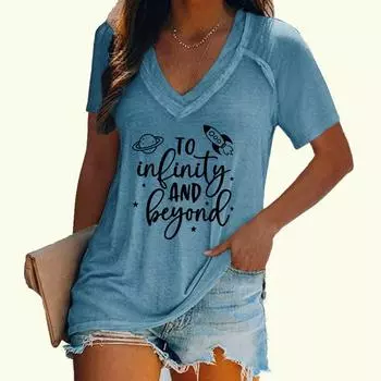 Женская летняя футболка с коротким рукавом и буквенным принтом, пуловер, облегающий топ, женская модная футболка с v-образным вырезом
