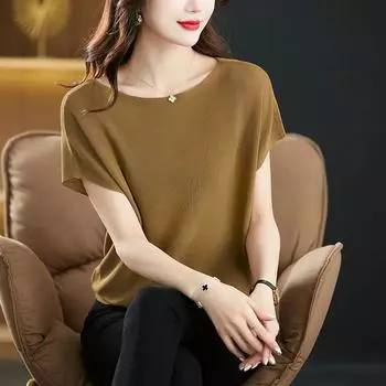 Женская летняя футболка с коротким рукавом, простой элегантный повседневный дизайн 4XL белый