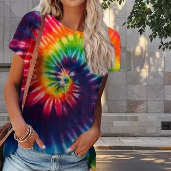 Женская летняя футболка с красочным принтом граффити в стиле ретро, футболки с коротким рукавом, повседневные топы с принтом XS чёрный