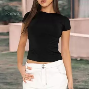 Женская летняя футболка с круглым вырезом и коротким рукавом, пуловер, топы, облегающая однотонная футболка, уличная одежда XL серый