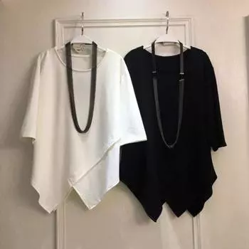 Женская летняя футболка с круглым вырезом и половиной рукавом, повседневные топы с нерегулярным подолом, однотонная футболка свободного кроя, повседневная одежда XXXXL чёрный