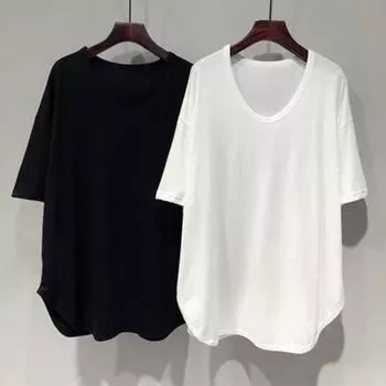 Женская летняя футболка с круглым вырезом и коротким рукавом, однотонная свободная посадка, топы средней длины, тонкая повседневная футболка, уличная одежда L белый