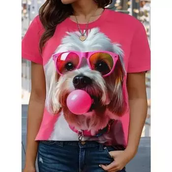 Женская летняя футболка с круглым вырезом и короткими рукавами с принтом «Темперамент» S