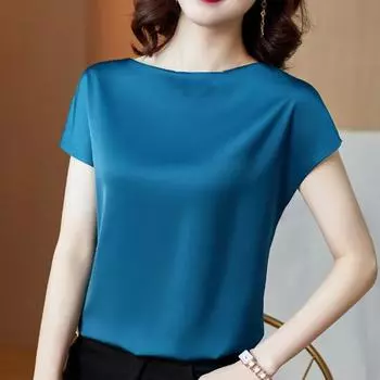 Женская летняя футболка с круглым вырезом, свободный пуловер с короткими рукавами, мягкая, охлаждающая, дышащая, сплошной цвет, большие размеры, женский летний топ, женская одежда 2XL