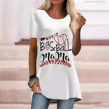 Женская летняя футболка с надписью «Love», теннисный принт размера плюс, удобная футболка с короткими рукавами и круглым воротником, повседневные мешковатые футболки средней длины XS белый