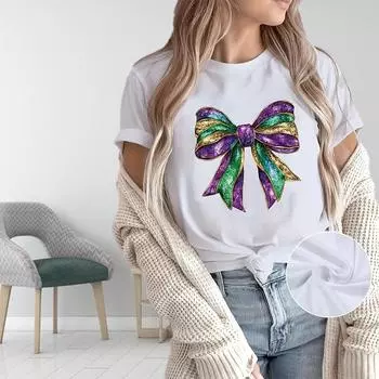 Женская летняя футболка с принтом Brilliant Bow Tie, футболки с коротким рукавом, повседневные топы с принтом XS чёрный