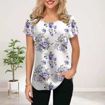 Женская летняя футболка с принтом фиолетовых бабочек и цветов, футболки с коротким рукавом, повседневные топы с принтом XS красный