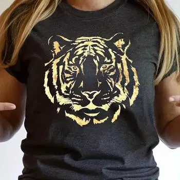 Женская летняя футболка с принтом Golden Tiger, футболки с коротким рукавом, повседневные топы с принтом XS белый