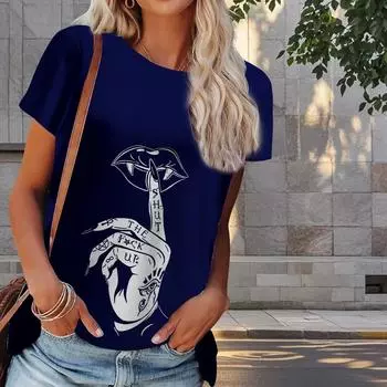 Женская летняя футболка с принтом губ в стиле ретро, футболки с коротким рукавом, повседневные топы с принтом XS фиолетовый