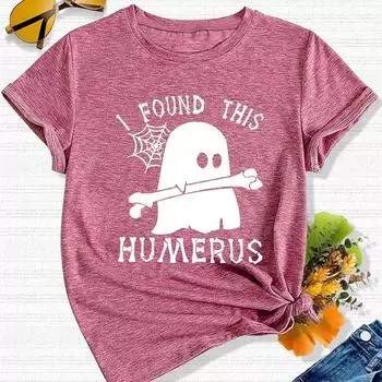 Женская летняя футболка с принтом Хэллоуин шутник с коротким рукавом футболки повседневные принтованные топы XS синий