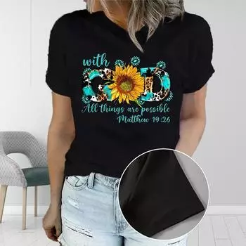 Женская летняя футболка с принтом Красивая картина Футболки с коротким рукавом Повседневные принтованные топы XS белый