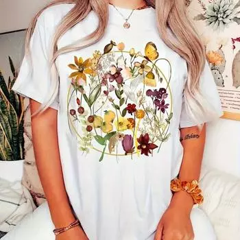 Женская летняя футболка с принтом «Красивые цветы», футболки с коротким рукавом, повседневные топы с принтом XS белый